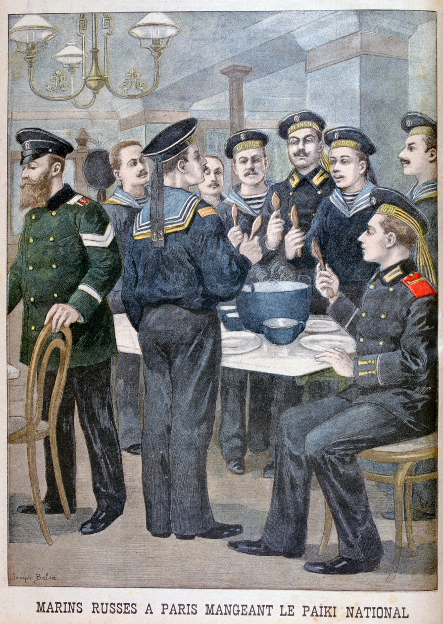 Russiske marinesoldater spiser paiki i Paris, 1900 av Joseph Belon