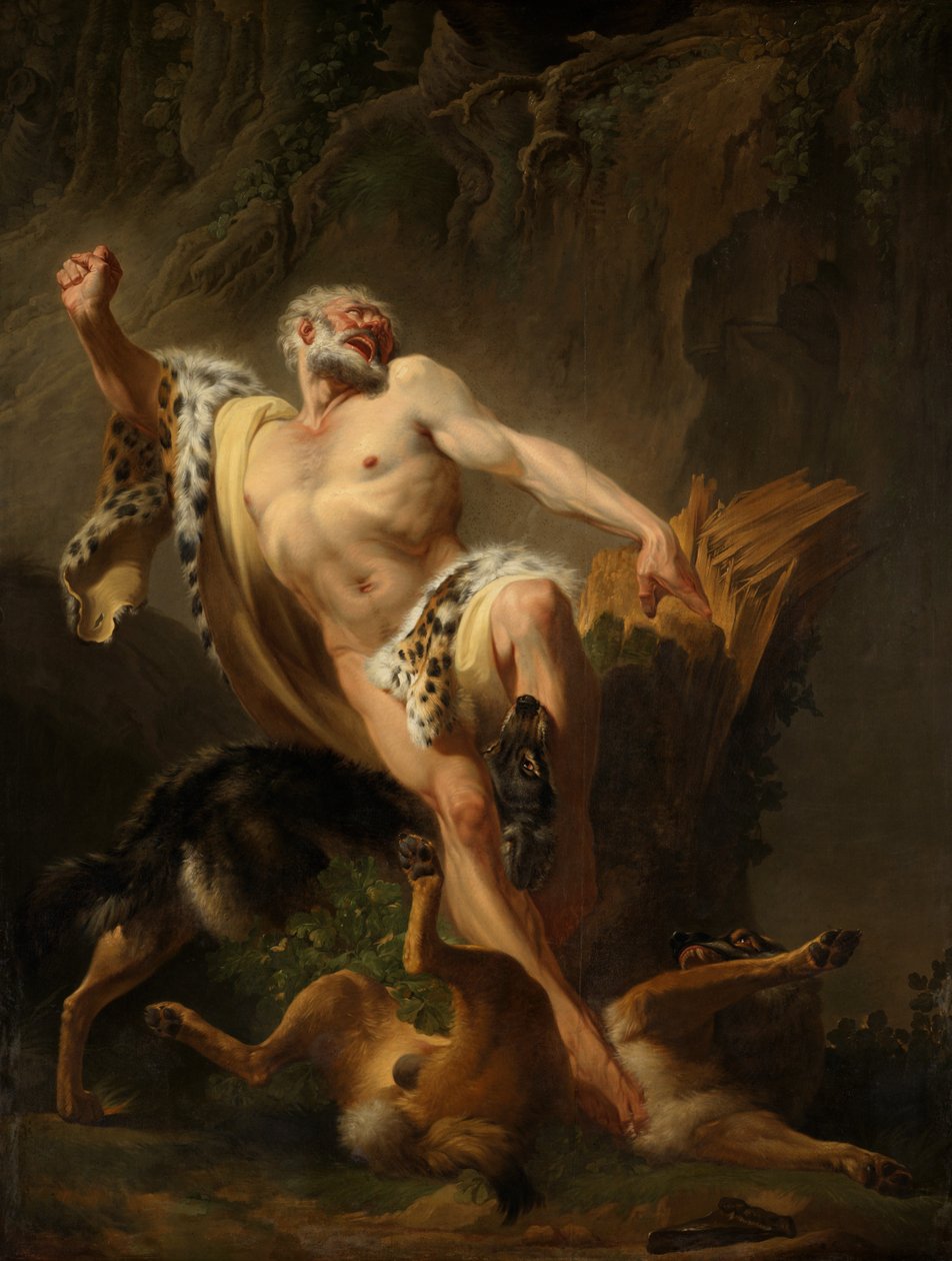 Milo of Croton (olje på lerret) av Joseph Benoît Suvée