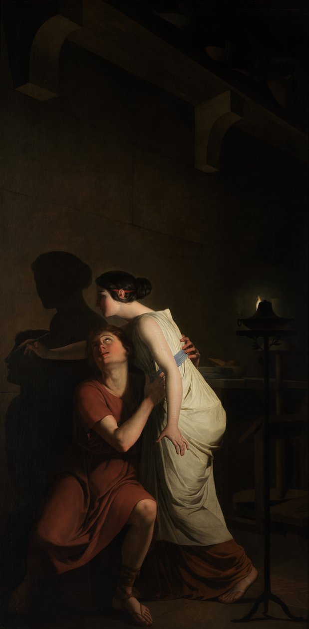 The Invention of the Art of Drawing (olje på lerret) av Joseph Benoît Suvée