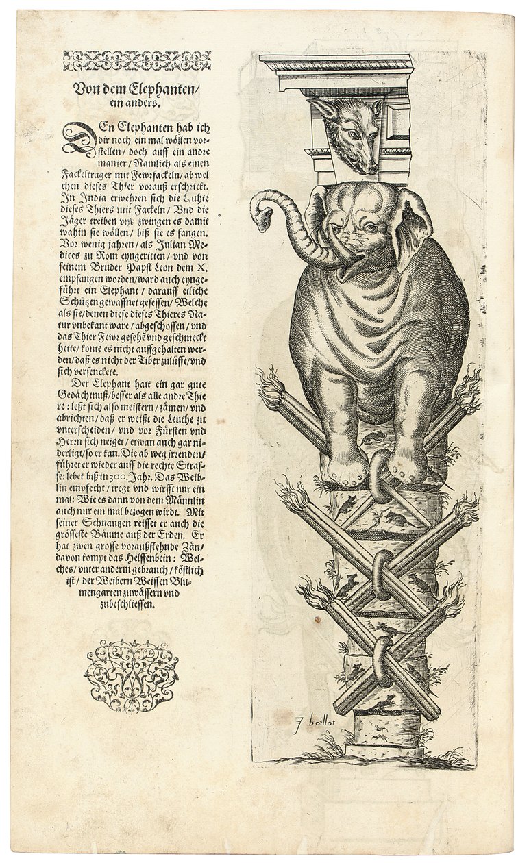 Søyle med figur av en elefant, 1604 av Joseph Boillot