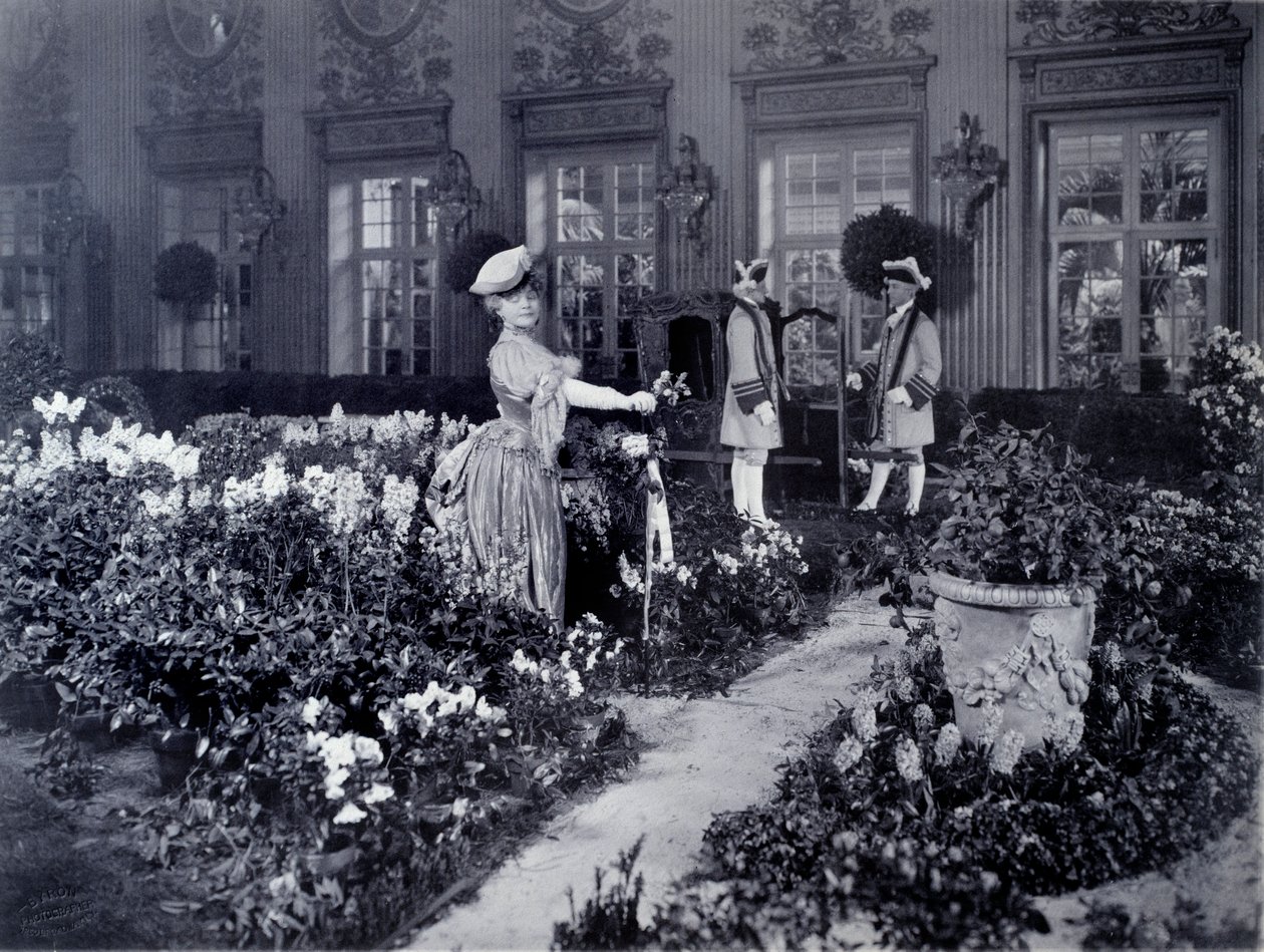 Rejane (Gabrielle Charlotte Reyu, dit) (1856–1920), fransk komiker som ankom i en stol for å ha på seg et ballkostyme i New York i 1905 av Joseph Byron
