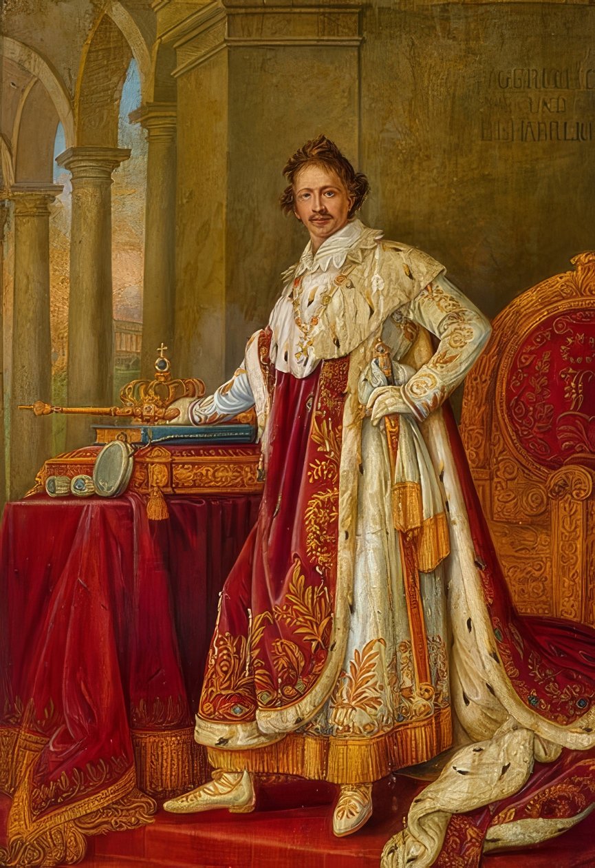 Kong Ludwig I av Bayern i kroningsregalier. (se også bildenummer 63815) av Joseph Carl Stieler