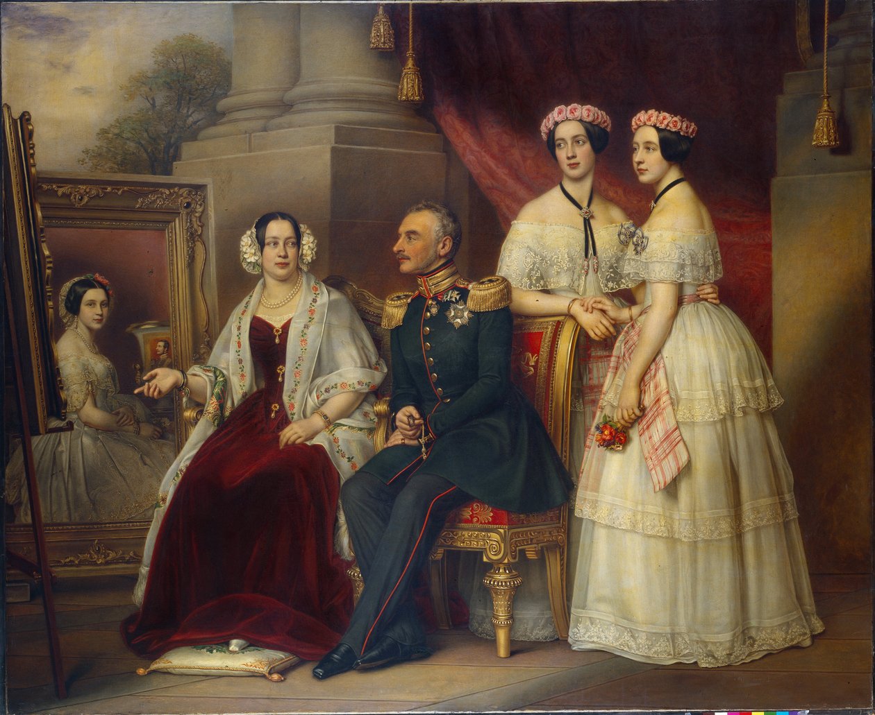 Familieportrett av Joseph, hertug av Saxe Altenburg (Saxe-Altenburg) (1789-1868) - Maleri av Joseph Karl Stieler (1781-1858), olje på lerret av Joseph Carl Stieler