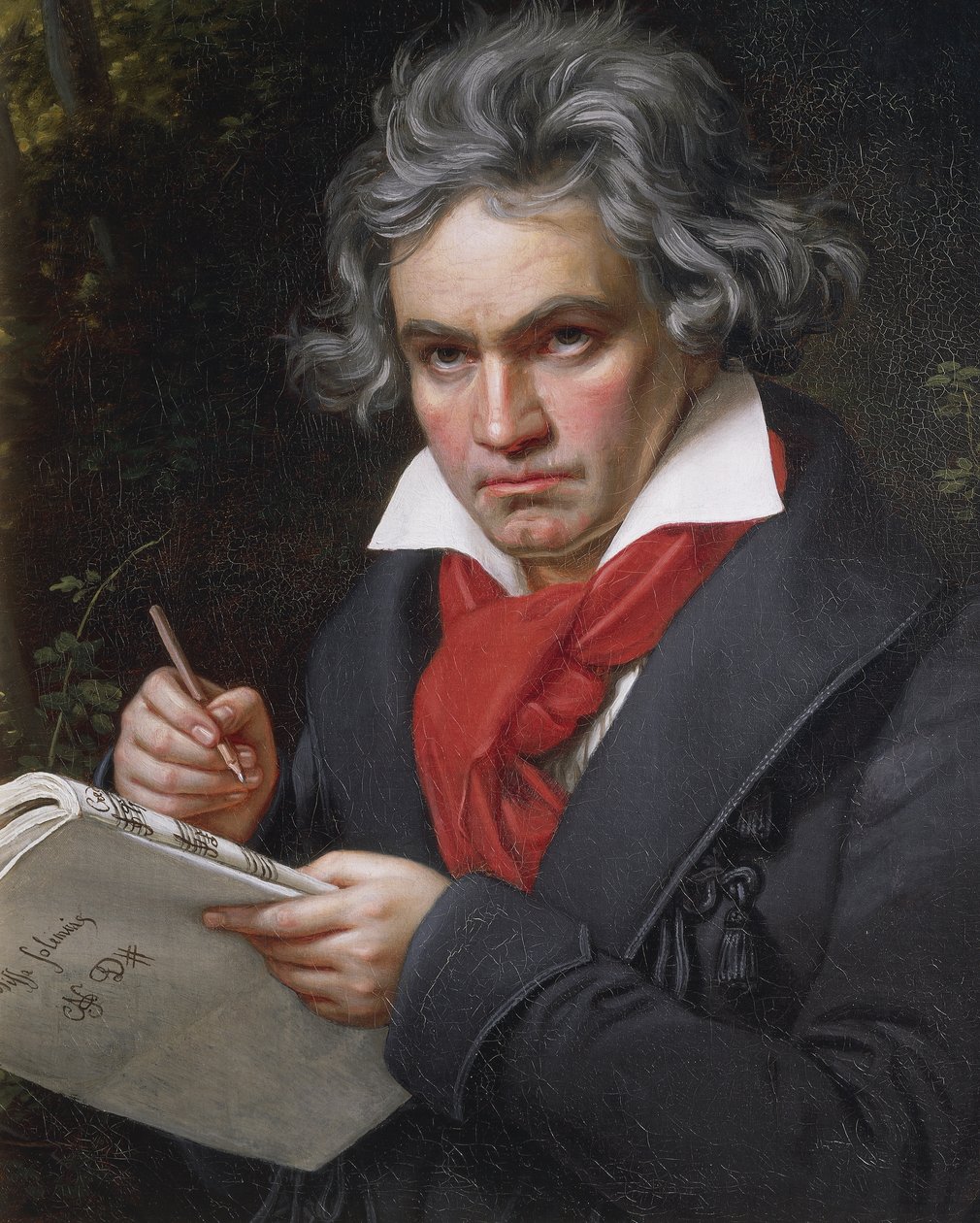 Portrett av Ludwig van Beethoven (1770-1827), tysk komponist og pianist, som komponerer Missa Solemnis av Joseph Carl Stieler
