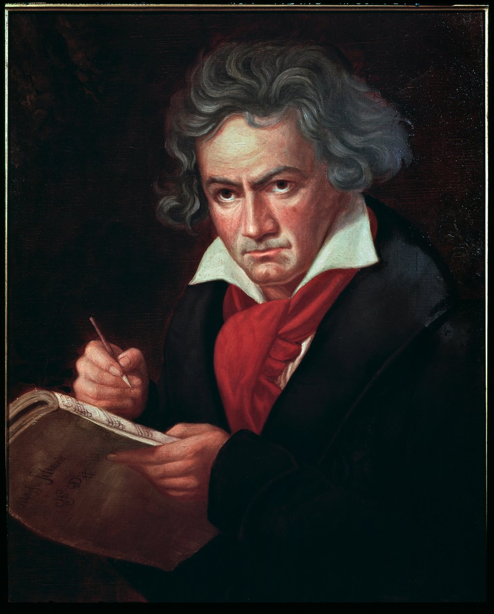 Portrett av Ludwig van Beethoven (1770-1827), tysk musiker, komponerer Missa solemnis" (Ludwig van Beethoven (1770-1827) Tysk komponist, komponerer en messe) Maleri av Karl Joseph Stieler (1781-1858) 1819-1820 Bonn, Beethovens hus av Joseph Carl Stieler