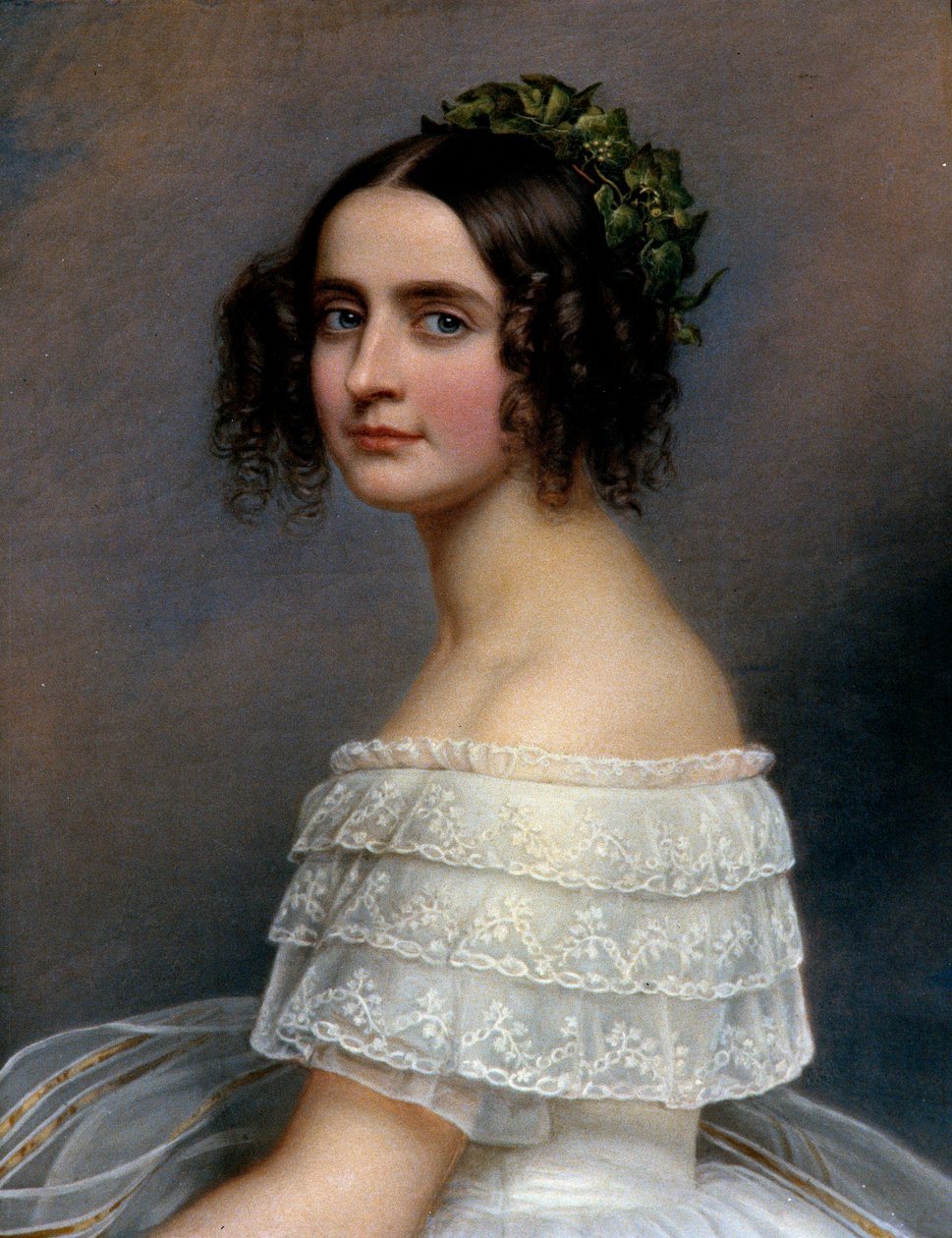 Portrett av prinsesse Alexandra de Baviere (Alexandra Amalie von Bayern, Alexandra av Bayern) (1826-1875) - Maleri av Joseph Karl Stieler (1781-1858) Ec. Alt av Joseph Carl Stieler