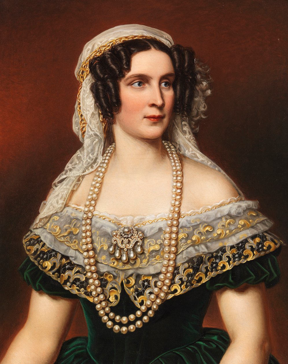 Portrett av dronning Therese av Bayern 1792-1854, 1855. av Joseph Carl Stieler