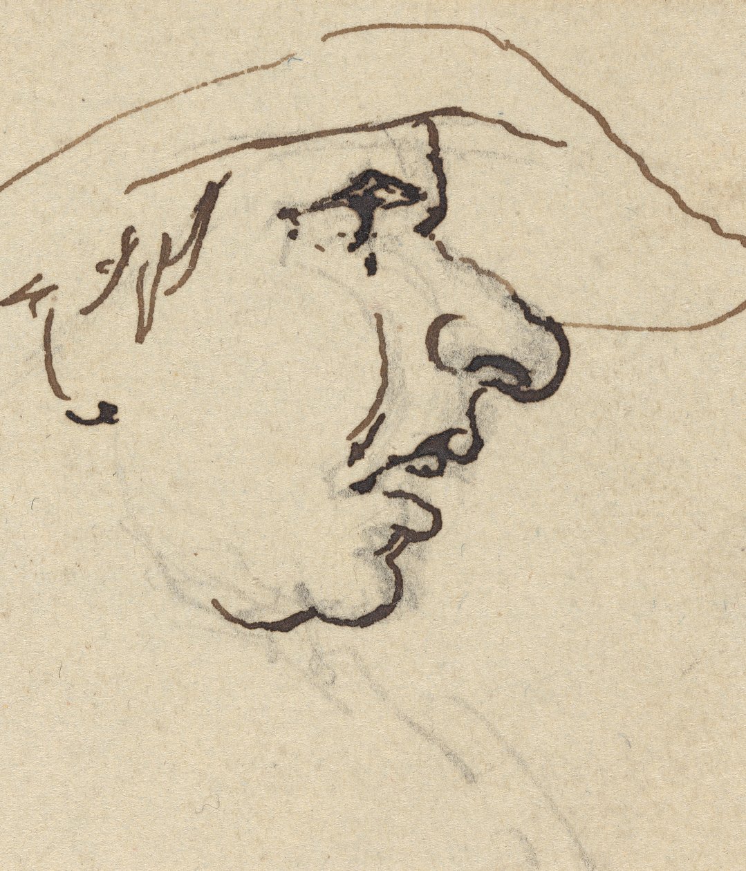 Profil av mann med stor nese iført hatt av Joseph Cartwright