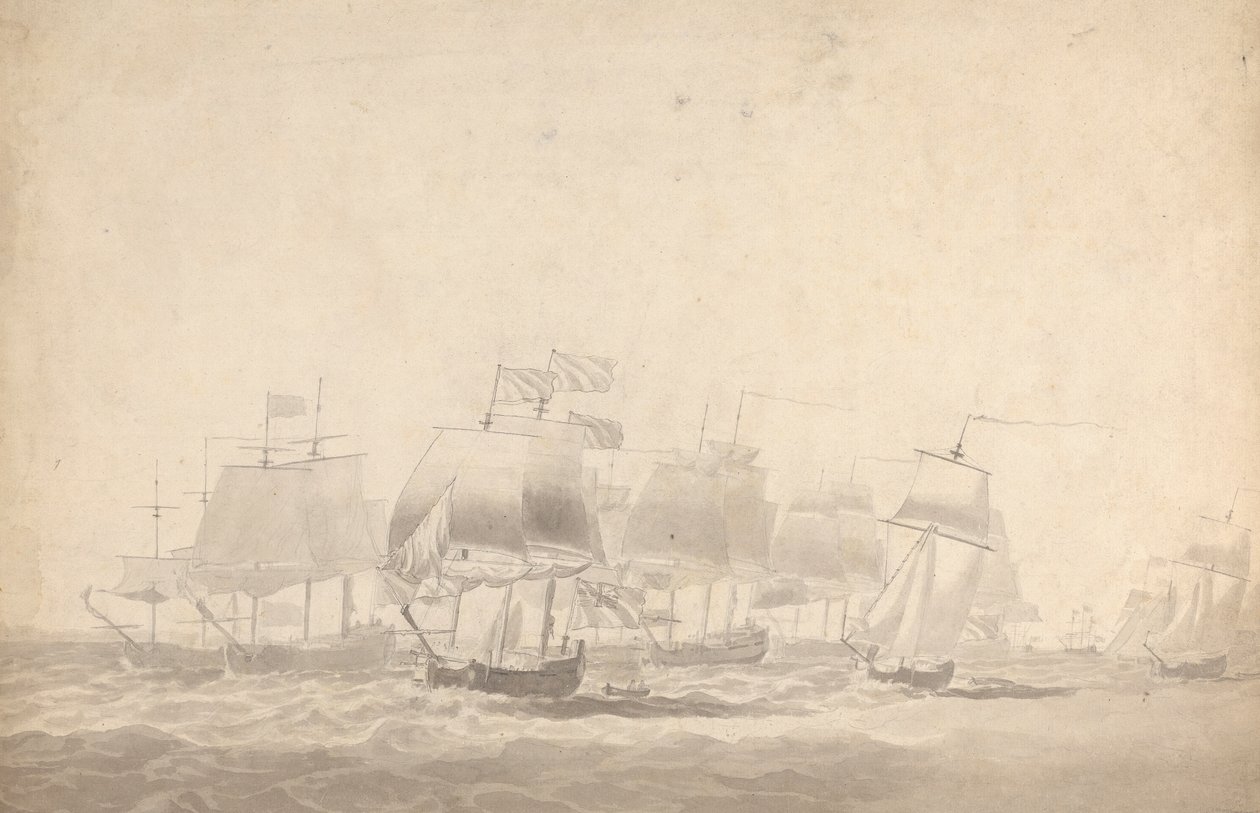 Flere skip i formasjon for kamp i tunge hav av Joseph Cartwright