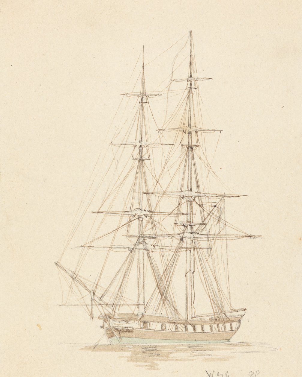 Enkel hermafrodittbrigg, bue forover av Joseph Cartwright
