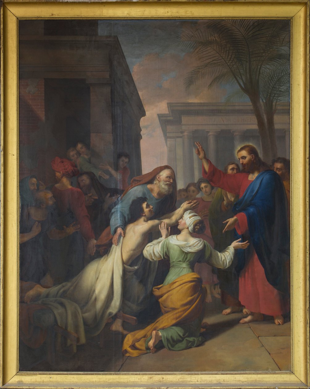 Oppstandelsen til sønnen til enken i Naim. Olje på lerret av Jacques Chabord (1786-1848). Skipet til katedralen i Sens av Joseph Chabord