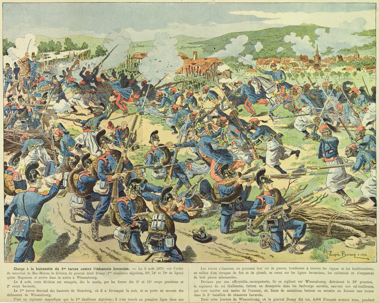 Slaget ved Wissembourg, 3.-4. august 1870 av Joseph Charles (after) Beuzon