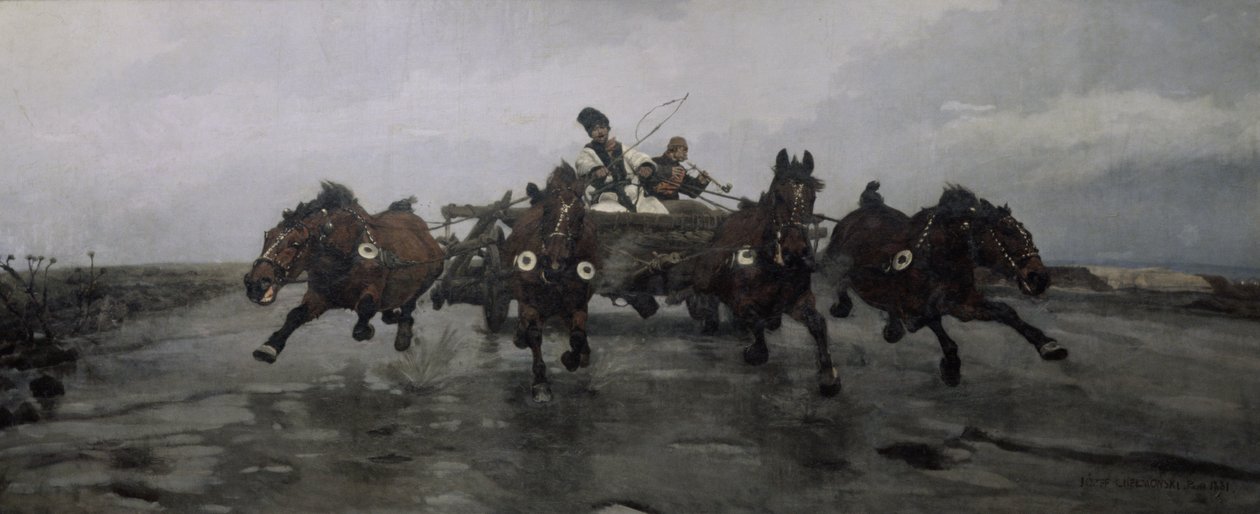 Fire i hånden, 1881 av Joseph Chelmonski
