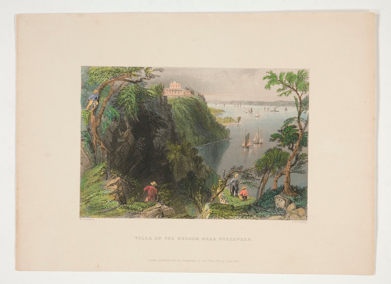 Villa på Hudson, nær Weehawken, illustrasjon for Nathaniel Parker Willis av Joseph Clayton Bentley