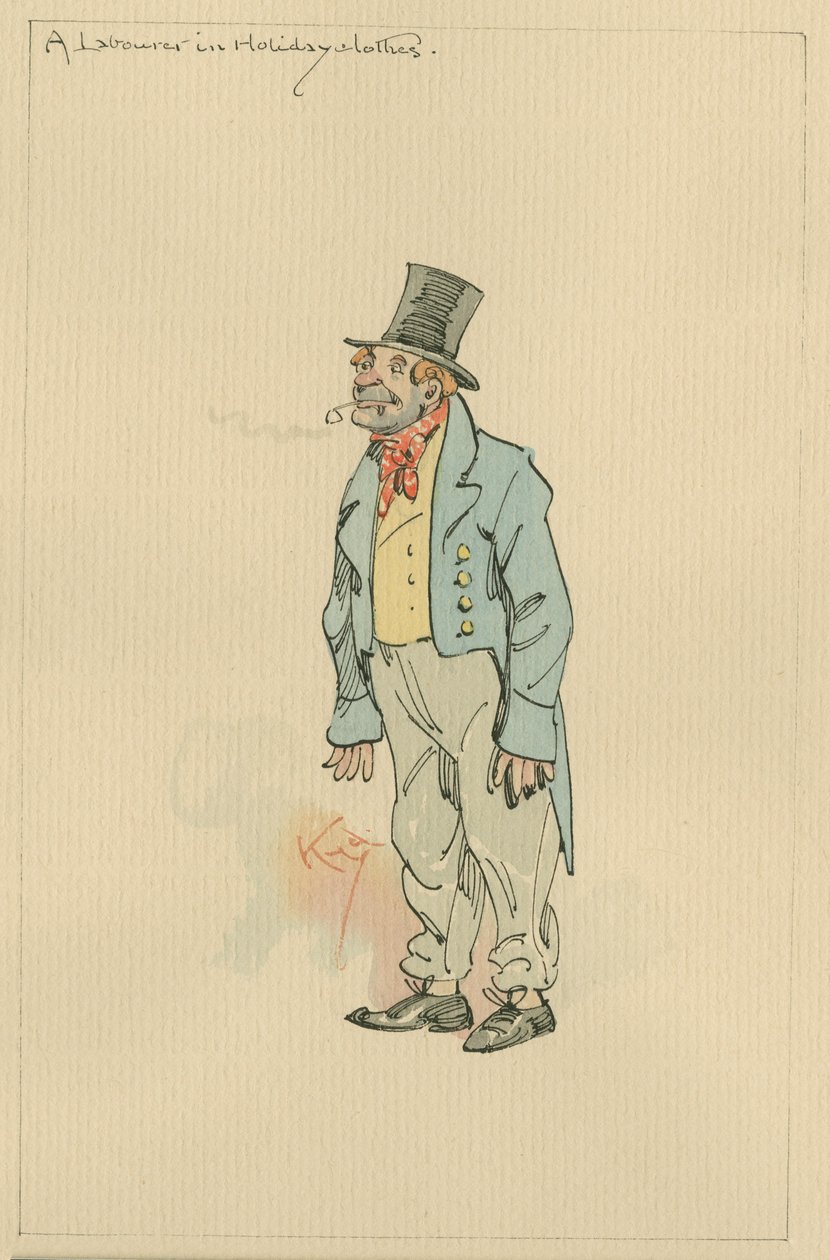 A Laborer in Holiday Clothes, ca. 1920-tallet (penn og blekk med wc på papir) av Joseph Clayton Clarke