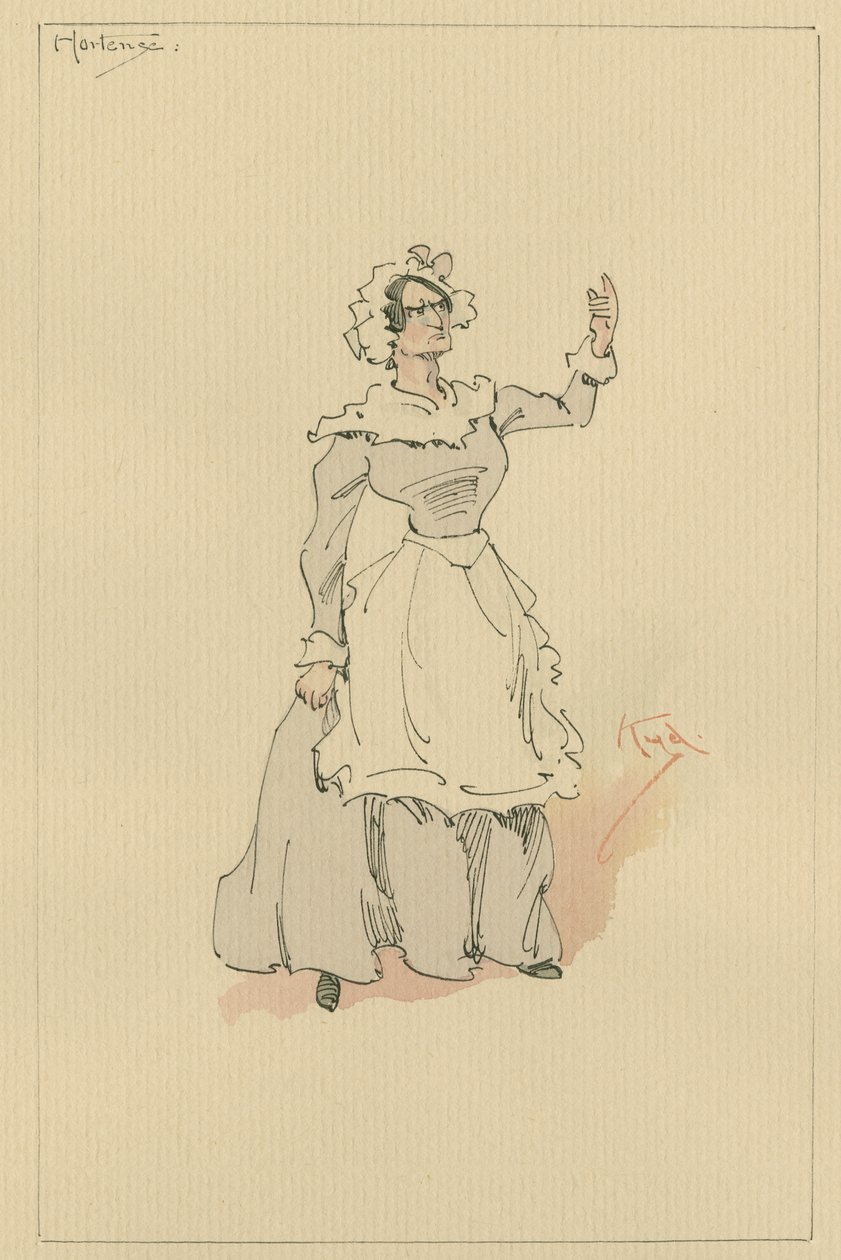 Hortense, ca. 1920-tallet (penn og blekk med wc på papir) av Joseph Clayton Clarke