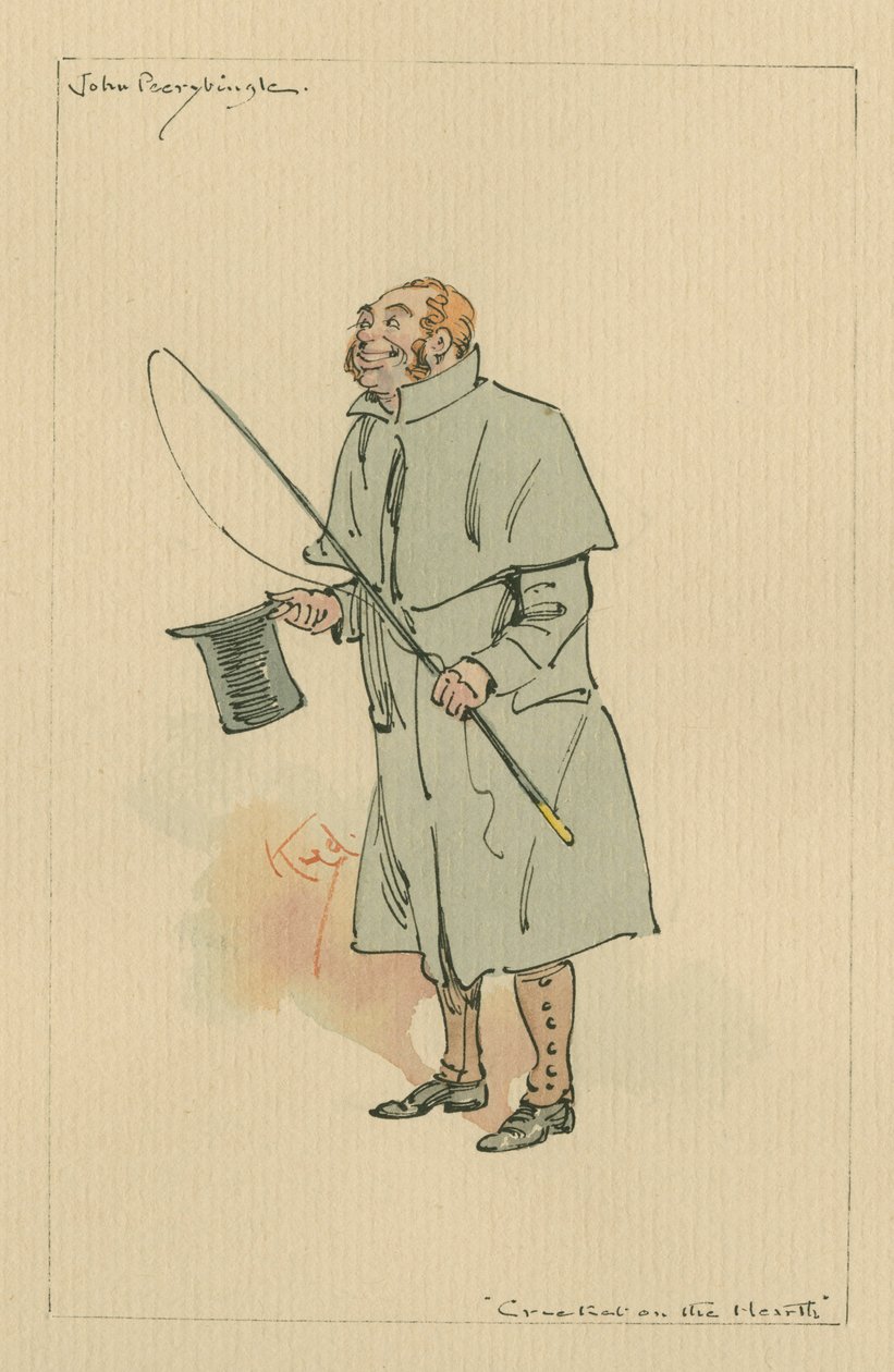 John Peerybingle - The Cricket on the Hearth, ca. 1920-tallet (penn og blekk med wc på papir) av Joseph Clayton Clarke
