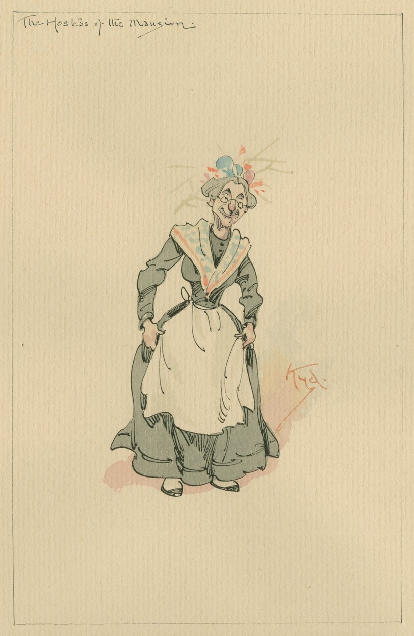 The Hostess of the Mansion, ca. 1920-tallet (penn og blekk med wc på papir) av Joseph Clayton Clarke