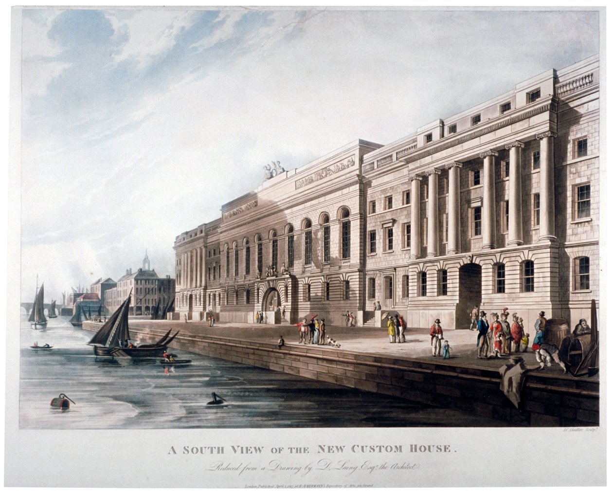 Custom House, City of London, 1817 av Joseph Constantine Stadler