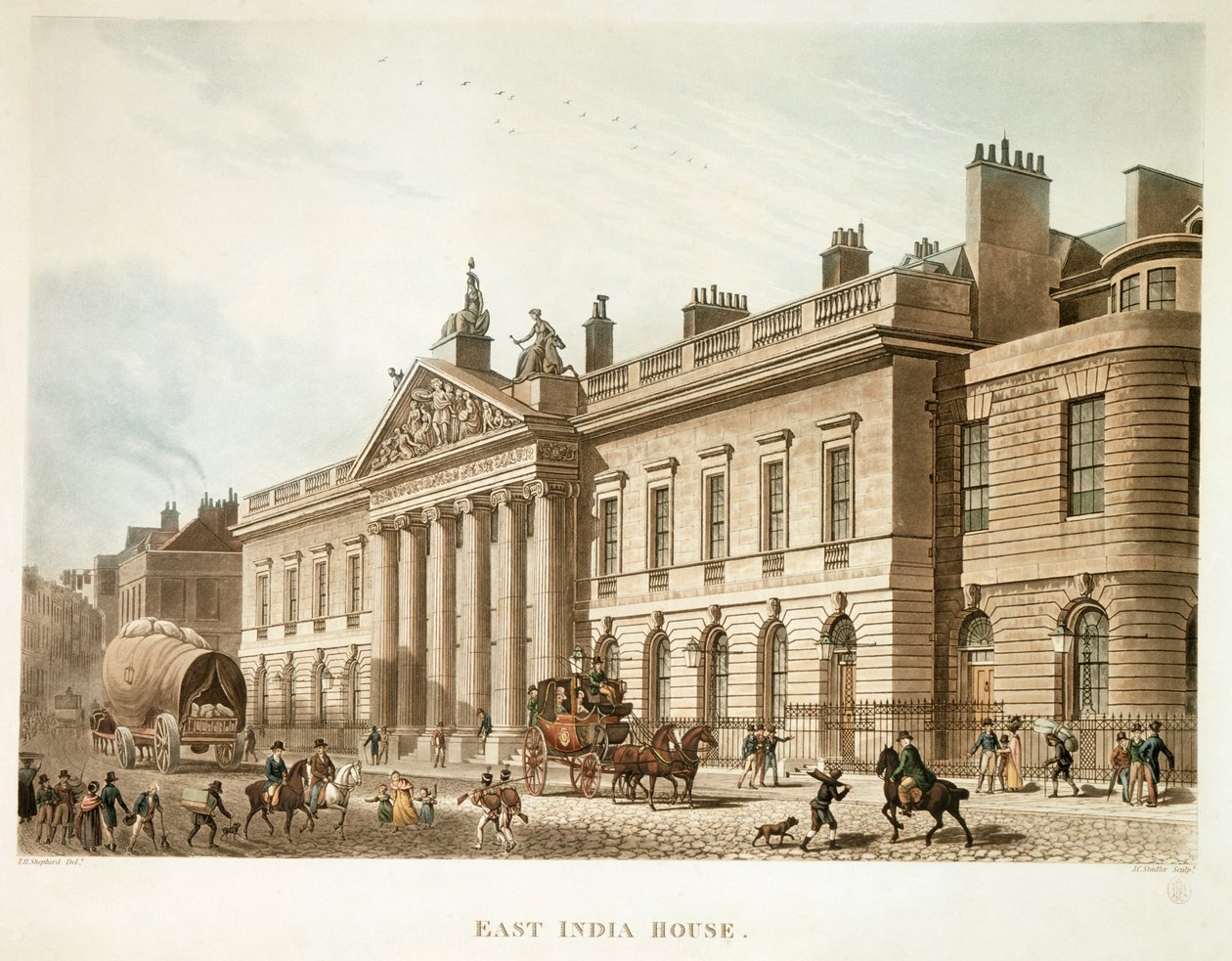 East India House, London, 1817 av Joseph Constantine Stadler