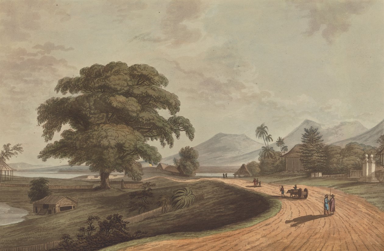 Fort Marlborough fra Old Bencoolen, Sumatra, 1799 av Joseph Constantine Stadler