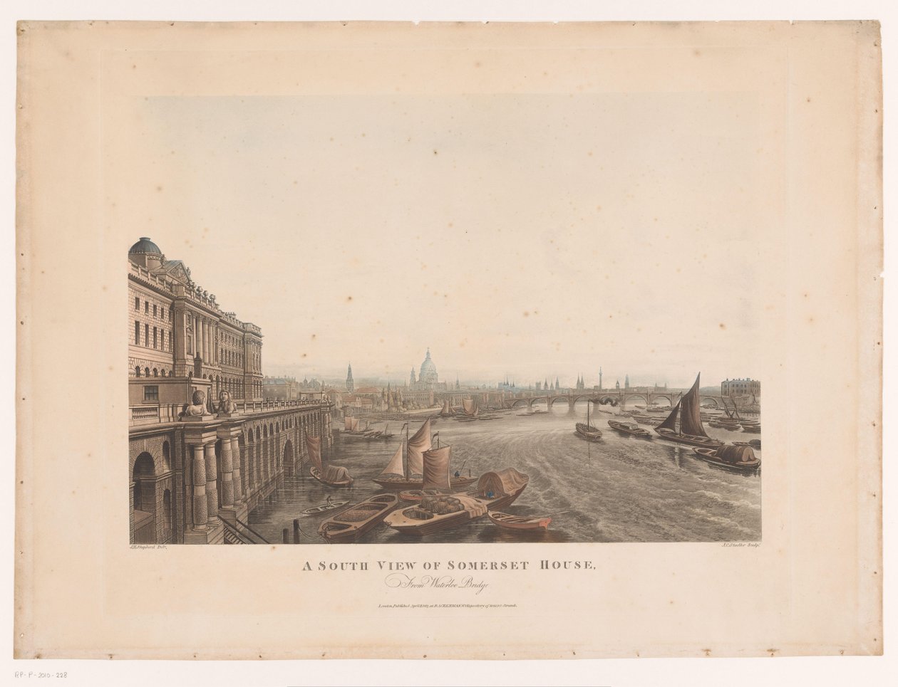 Utsikt over Somerset House og Themsen fra sør En sørlig utsikt over Somerset House, fra Waterloo Bridge (tittel på objekt) av Joseph Constantine Stadler
