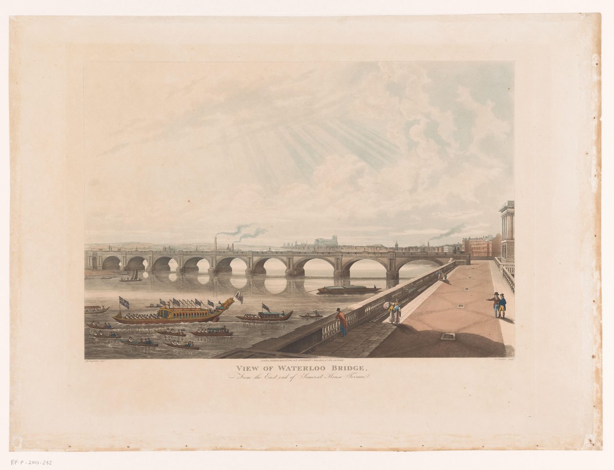 Utsikt over Waterloo Bridge fra østsiden av terrassen til Somerset House Utsikt over Waterloo Bridge, fra østenden av Somerset House Terrace (tittel på objekt) av Joseph Constantine Stadler