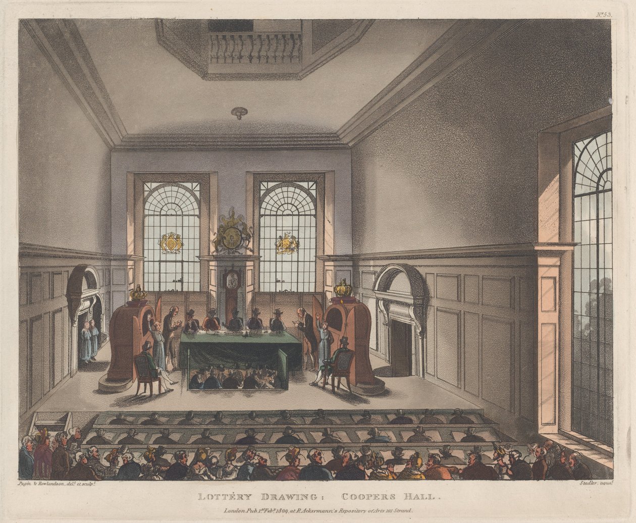 Lotteritegning, Coopers Hall, 1. februar 1809., 1. februar 1809. av Joseph Constantine Stadler