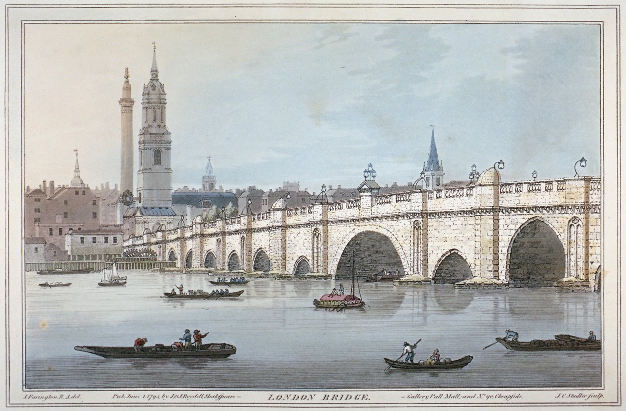 Old London Bridge, 1795 av Joseph Constantine Stadler