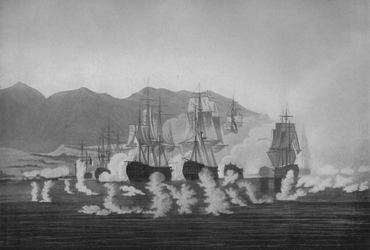 Saumarez utenfor Algeciras, c1802 av Joseph Constantine Stadler