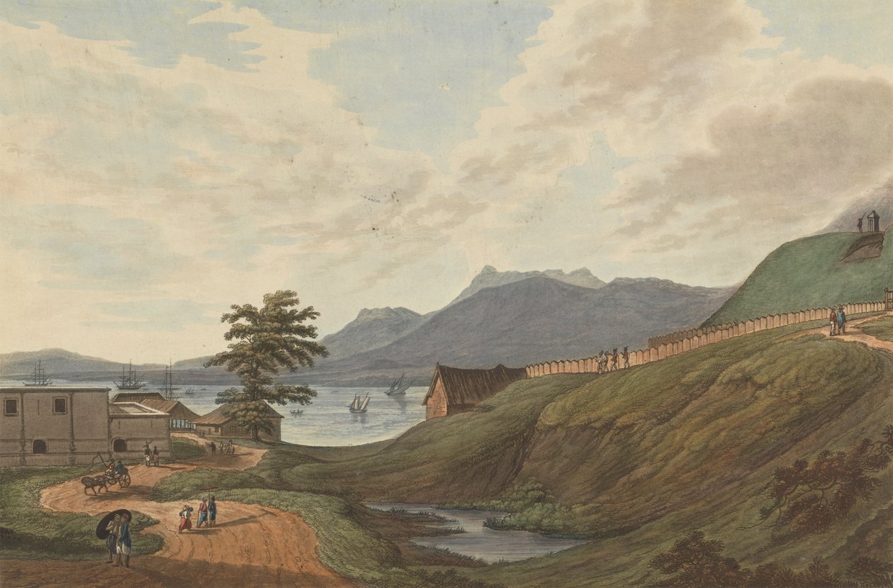 Soongey Lamou Hills Fort Marlborough, Benkulen, Sumatra, 1799 av Joseph Constantine Stadler