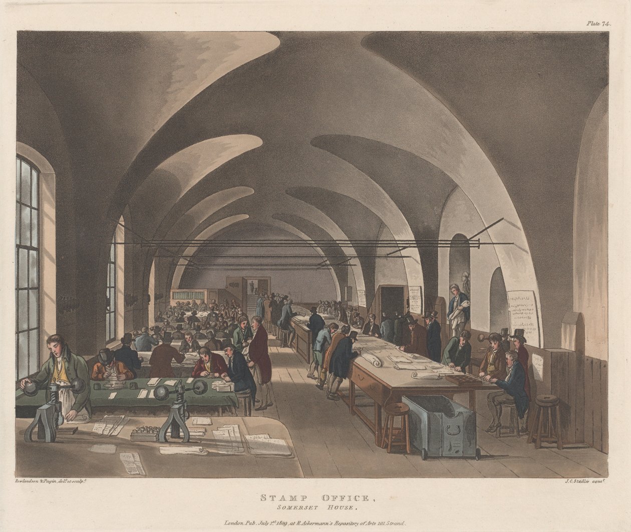 Frimerkekontoret, Somerset House, 1. juli 1809., 1. juli 1809. av Joseph Constantine Stadler
