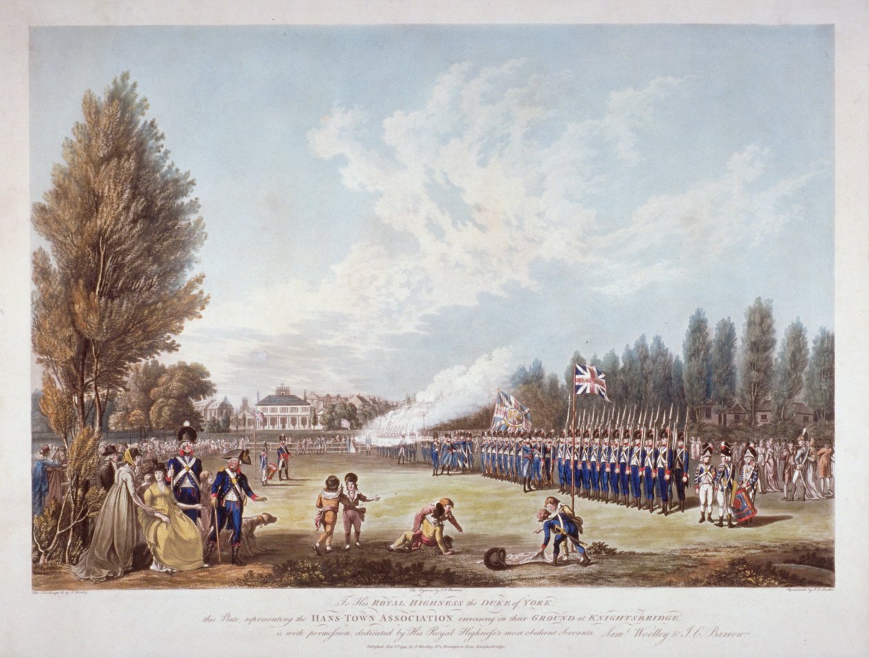 Hans-Town Association trener på bakken deres i Knightsbridge, London, 1799 av Joseph Constantine Stadler