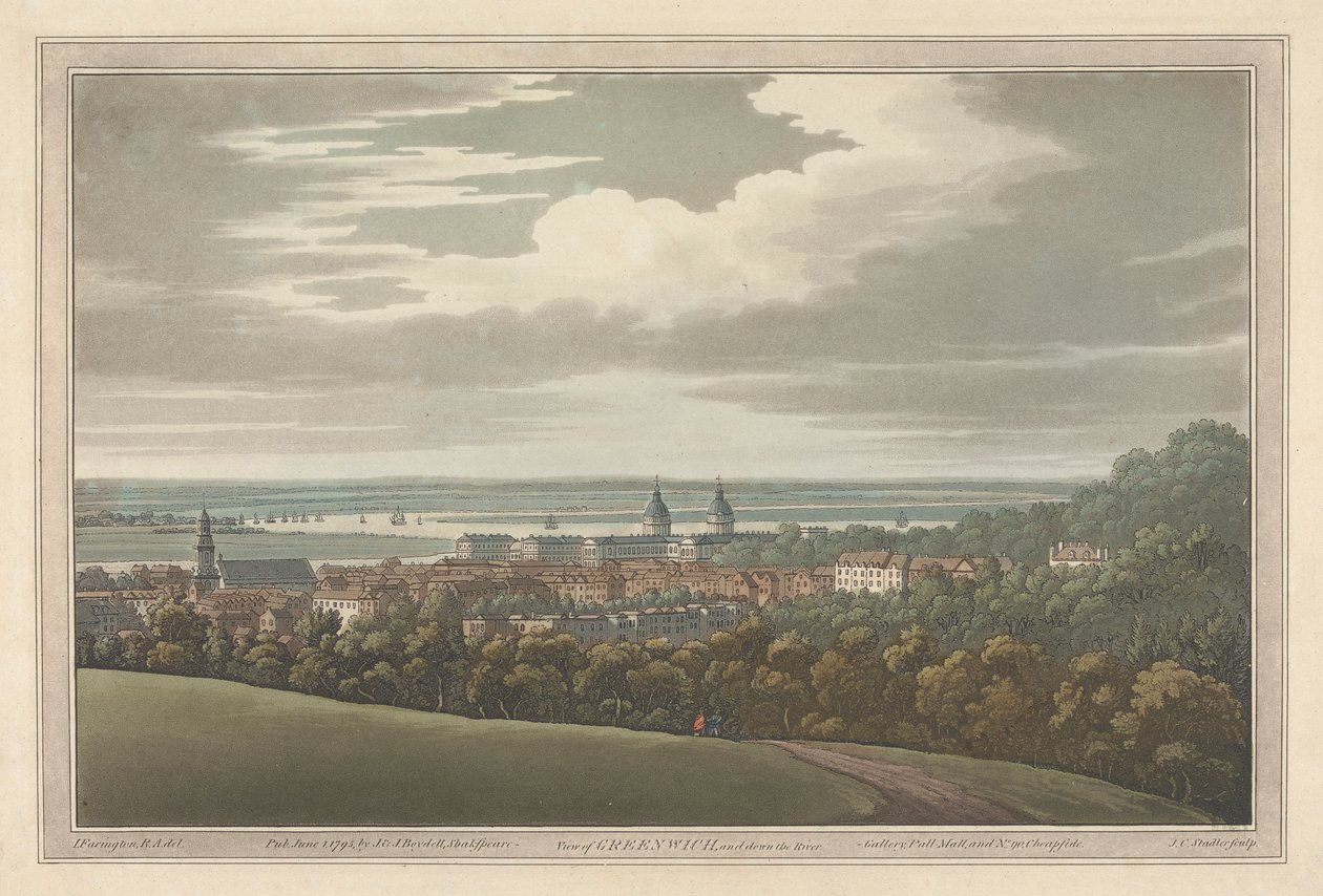 Utsikt over Greenwich og nedover elven av Joseph Constantine Stadler
