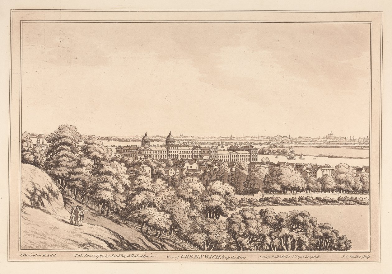 Utsikt over Greenwich og oppover elven av Joseph Constantine Stadler