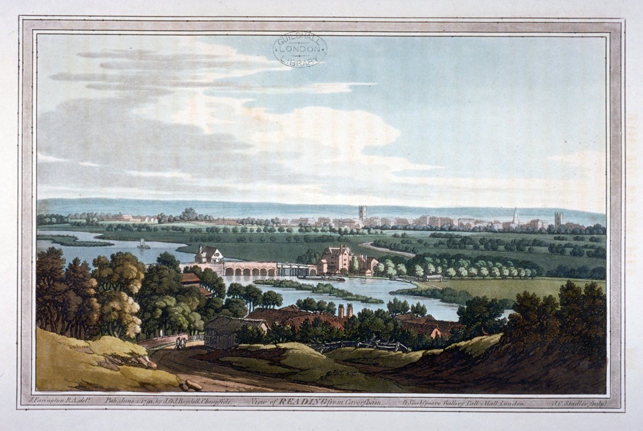 Utsikt over Reading fra Caversham, Berkshire, 1793 av Joseph Constantine Stadler