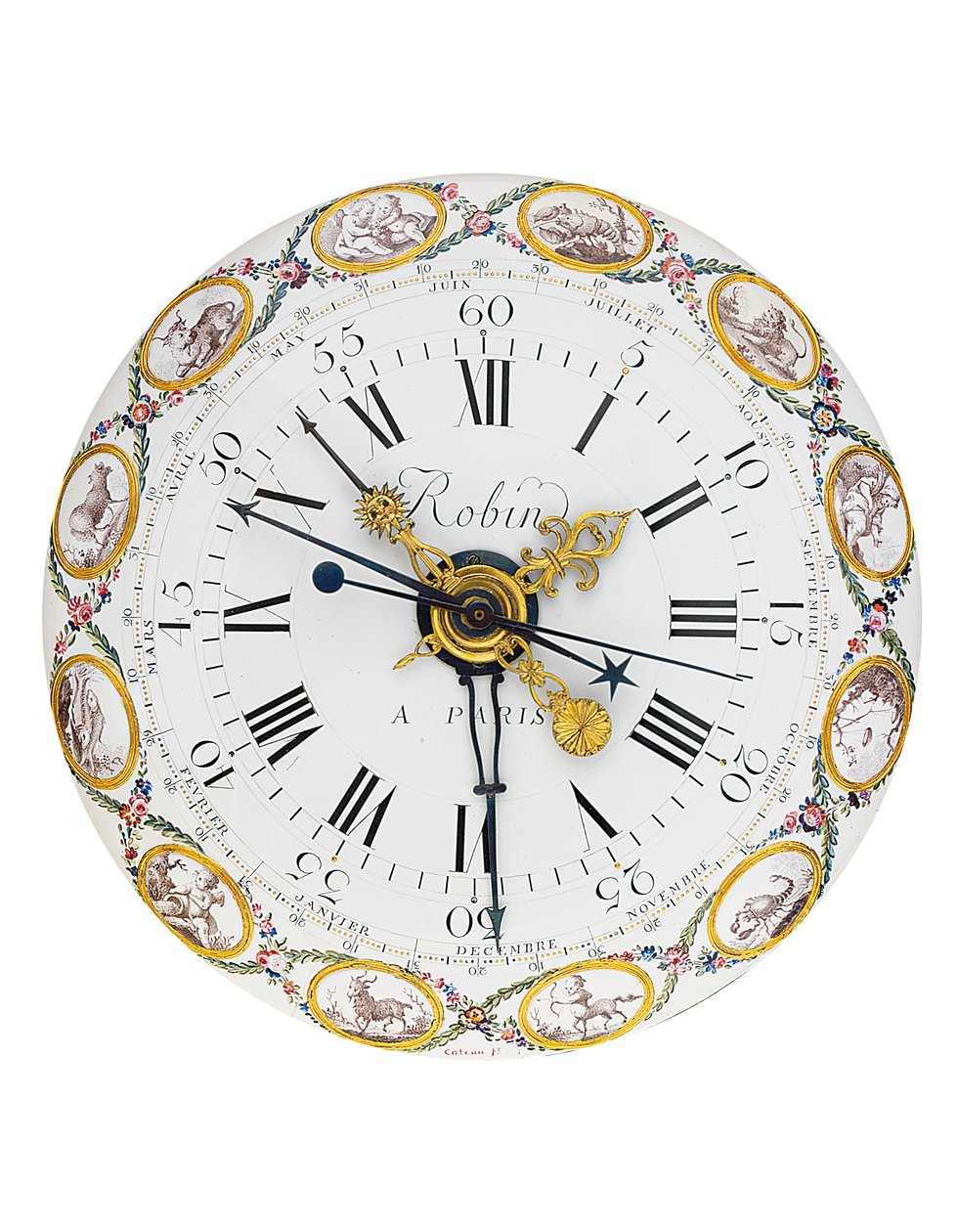 Louis XVI måneds mantelregulator for middel og soltid med remontoire, 1778 av Joseph Coteau