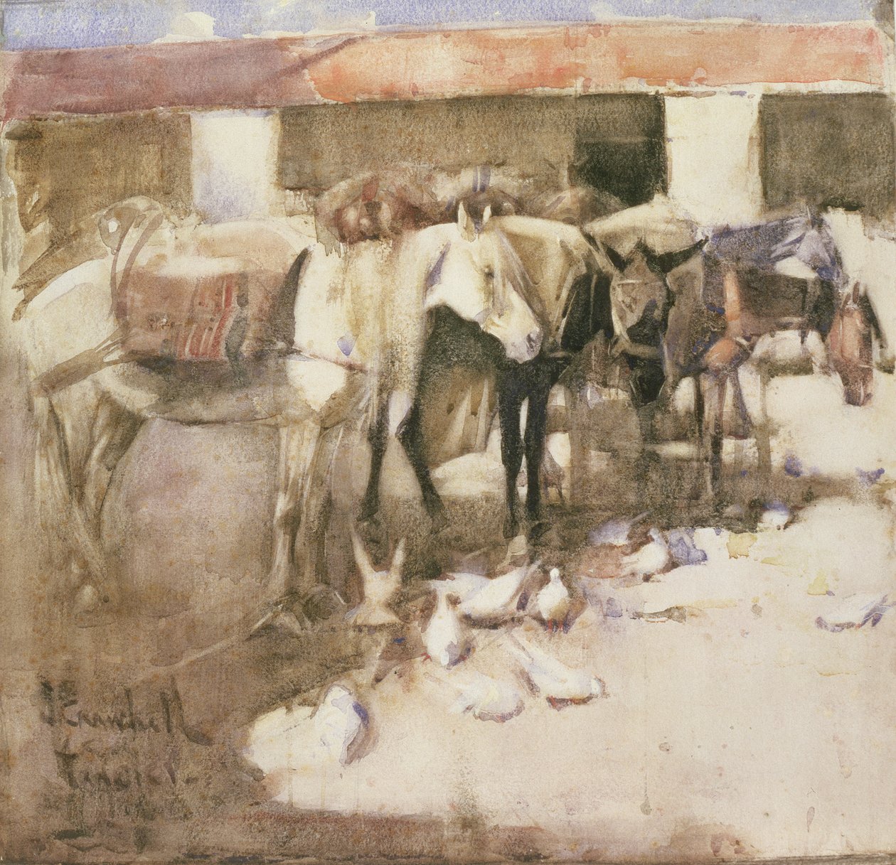 En sangar i Marokko, 1888 (wc og kroppsfarge på papir) av Joseph Crawhall