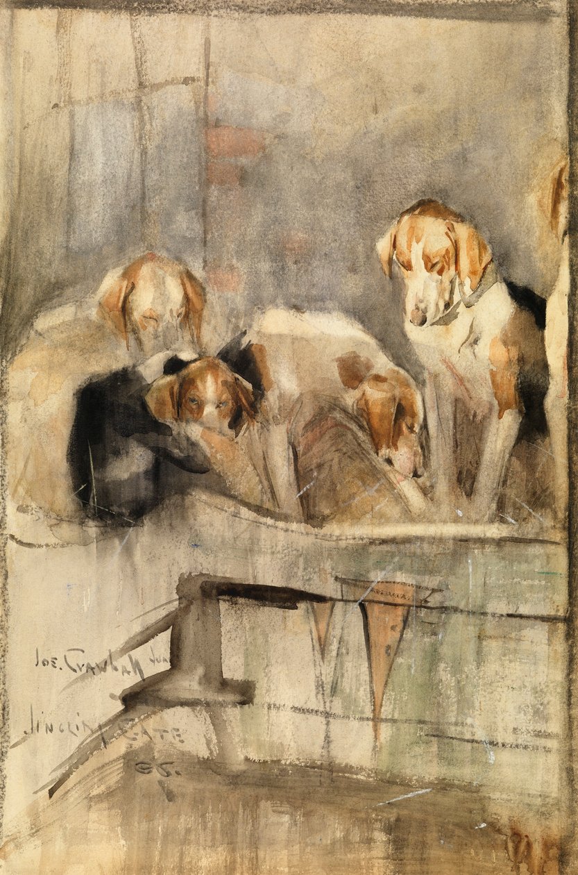 Foxhounds - Jingling Gate av Joseph Crawhall