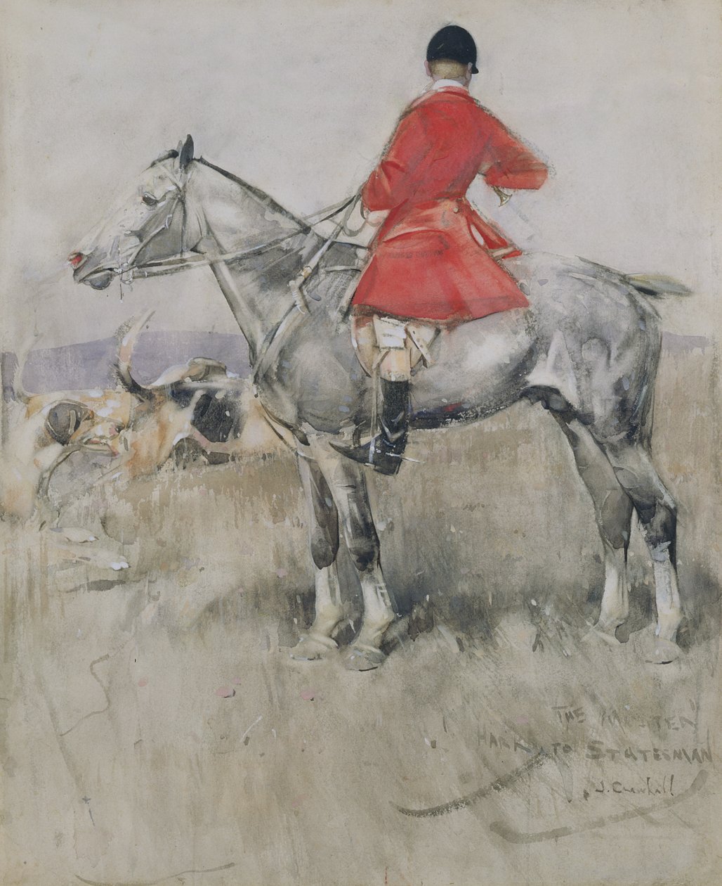 Hark to Statesman (wc og kroppsfarge på papir) av Joseph Crawhall