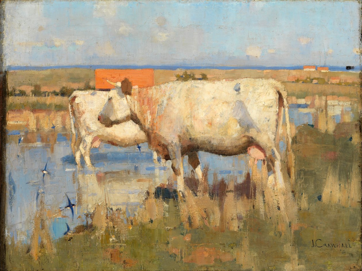 Landskap med storfe, ca. 1883-85 (olje på lerret) av Joseph Crawhall