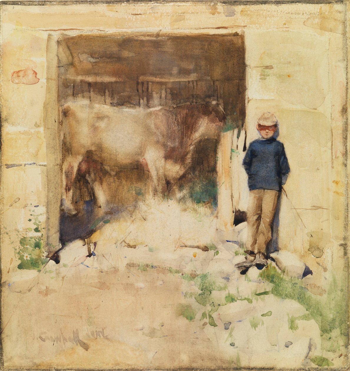 The Byre (akvarell på papir) av Joseph Crawhall