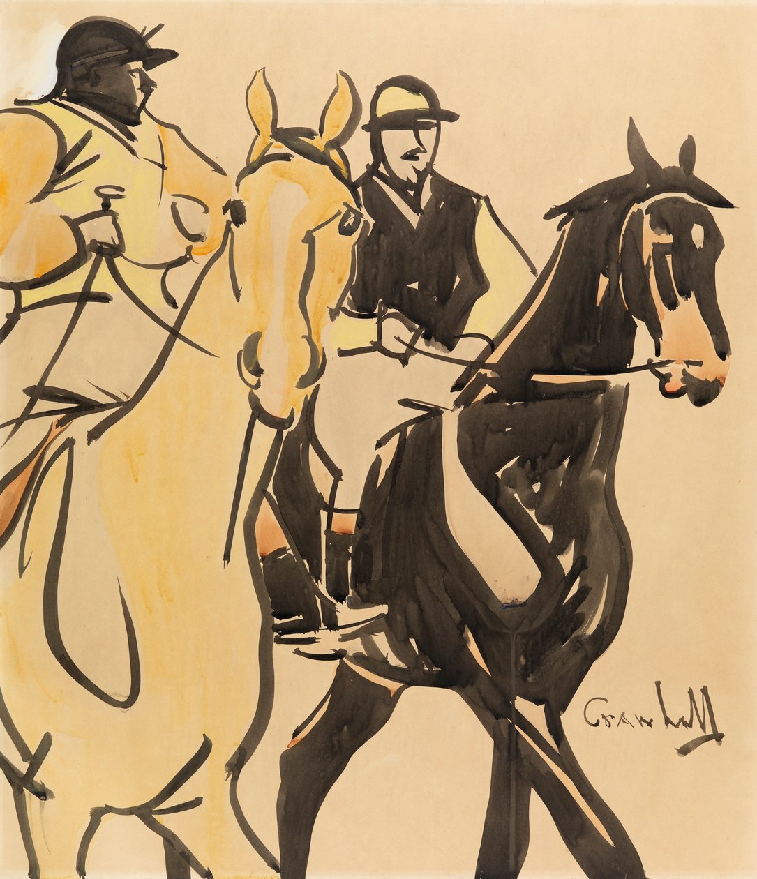 To Gentleman Riders (gouache om bord) av Joseph Crawhall