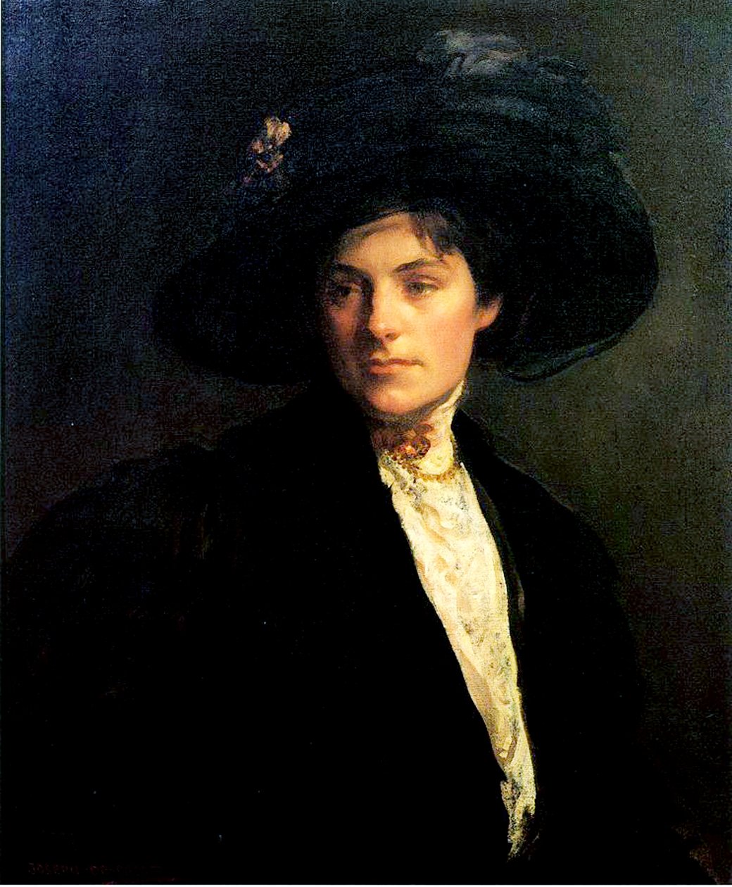 Kvinne med svart hatt, 1910 av Joseph DeCamp