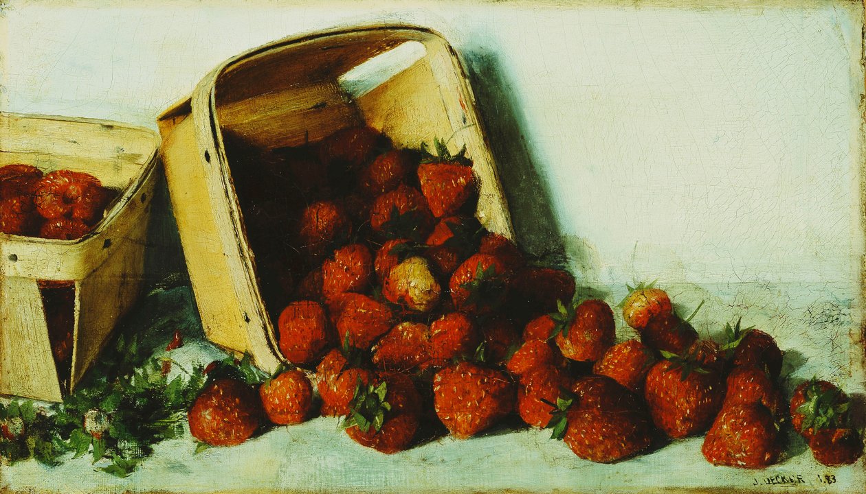 Kurv med jordbær, 1883 av Joseph Decker