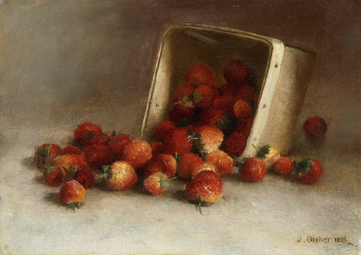 Eske med jordbær, 1897 av Joseph Decker