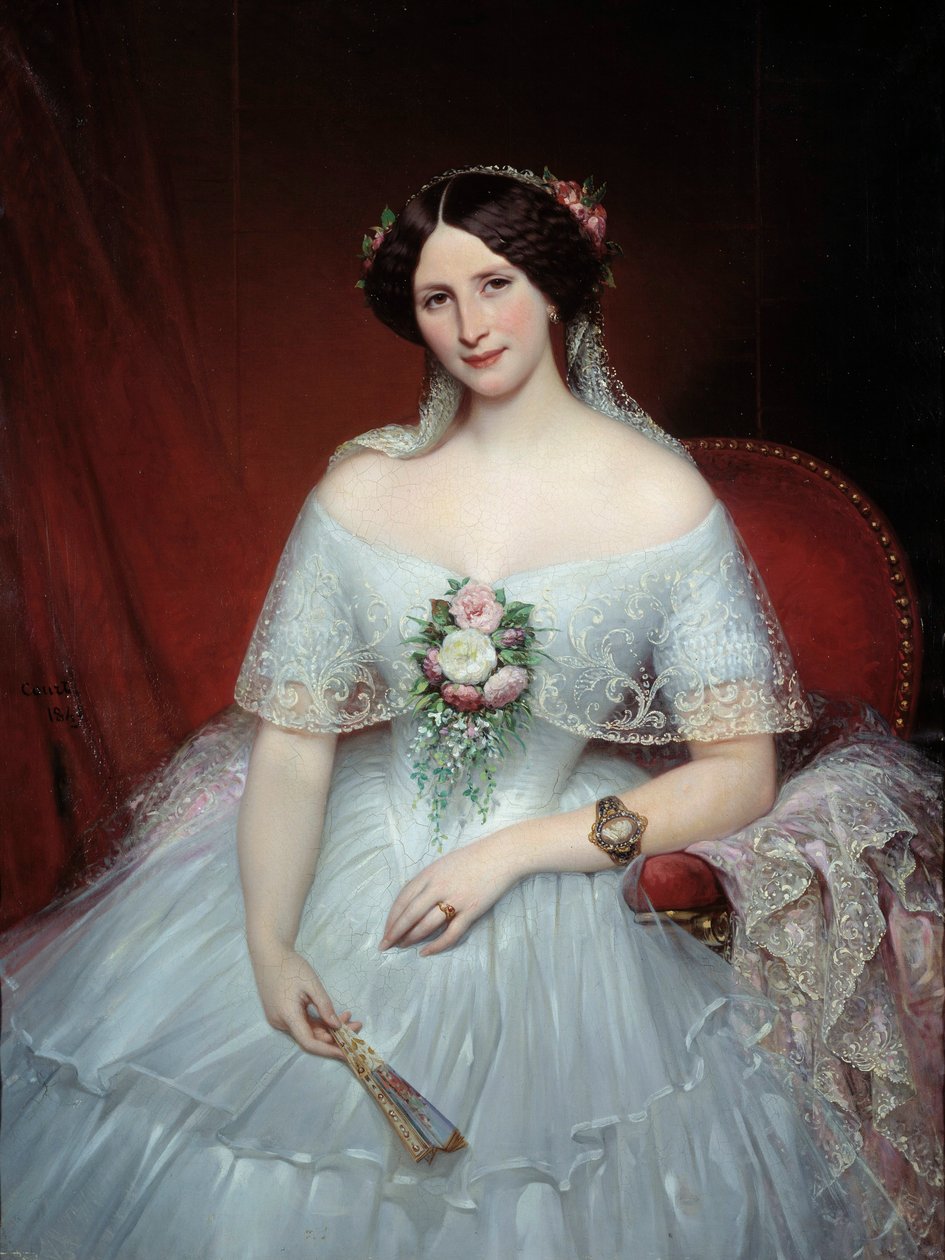 Portrett av Madame Pouchet Hun er kona til legen Archimede Pouchet, venn av Gustave Flaubert. Maleri av Joseph Court (1797-1865) 1849 søn. 0,97x1,3 m Rouen, musee des Beaux Arts - Portrett av Madame Pouchet, kona til legen Archimede Pouchet av Joseph Desire Court