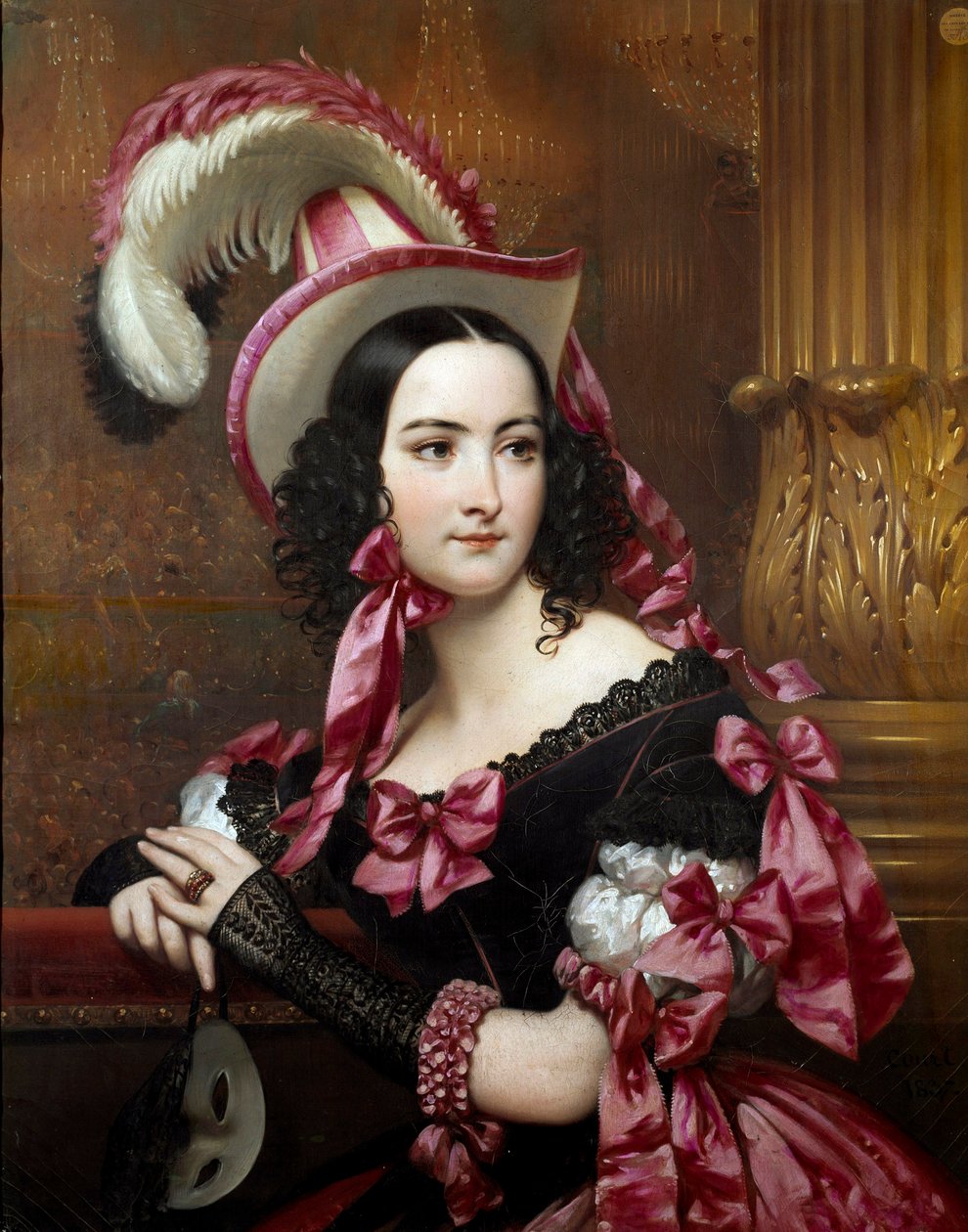 The Venetian at the Ball Mask Maleri av Joseph Court (1797-1865) 1837 Rouen, Musee des Beaux Arts av Joseph Desire Court