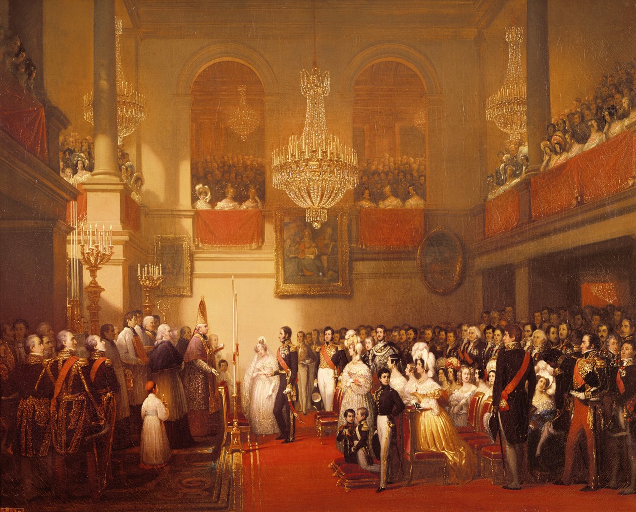 Bryllup av Leopold I (1790-1865) med prinsesse Louise av Orleans (1812-50) i Compiegne, 9. april 1832 av Joseph Desire Court