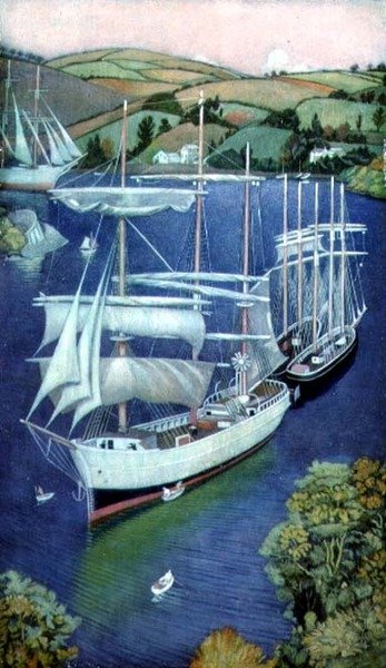 Brigger i Fowey, Cornwall av Joseph Edward Southall